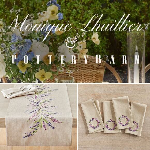 Monique Lhuillier x Pottery Barn Provence Embroidered Table Runner & Napkin Set - Picture 1 of 10